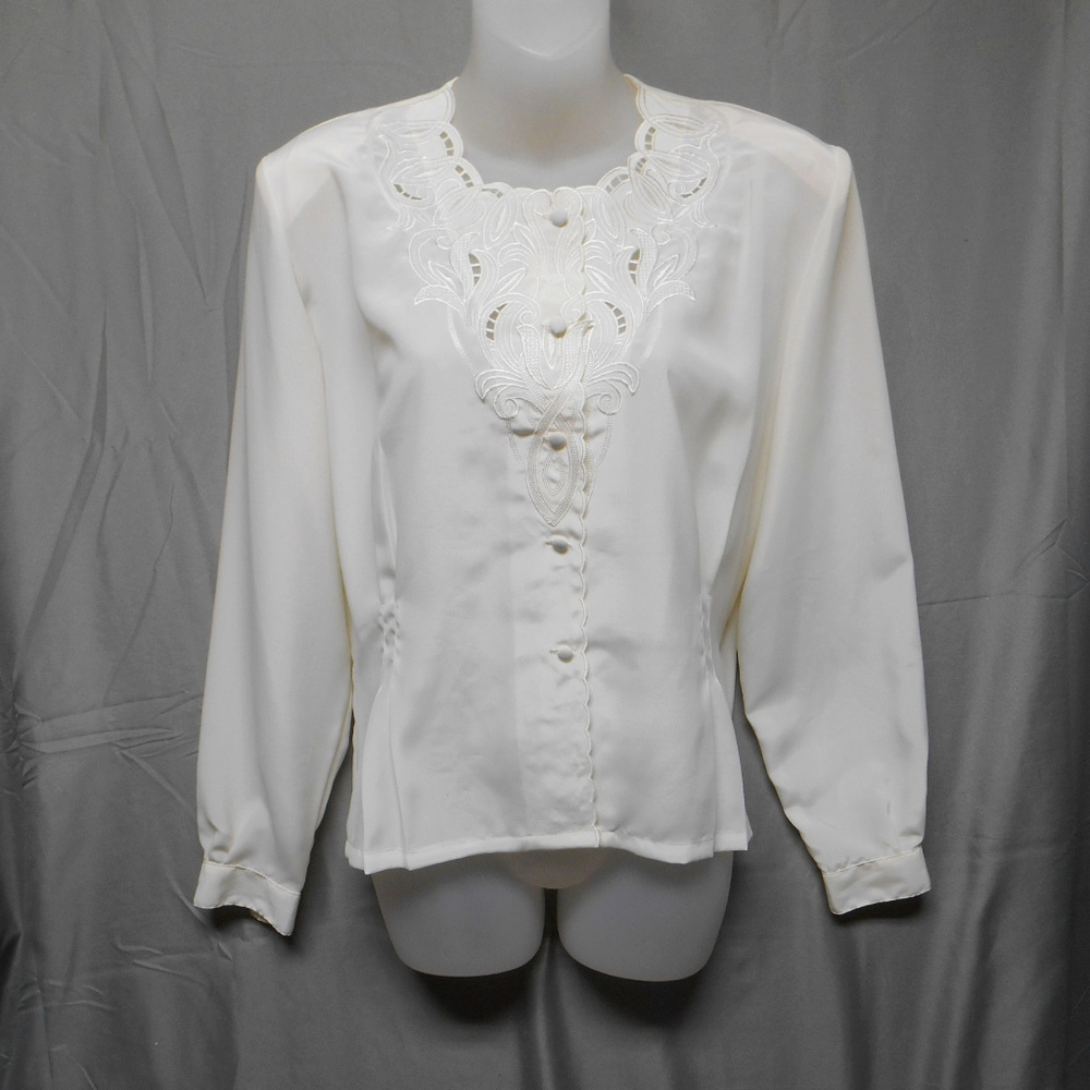 Mikado ivory button long sleeve top women’s 12